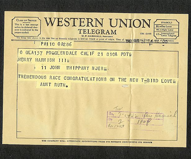 Telegram from Aunt Ruth